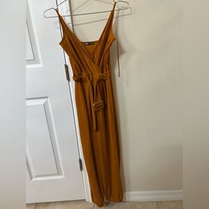First sale special-Zara Chic Maxi Jumpsuit – Stylish Belt Detail, Versatile